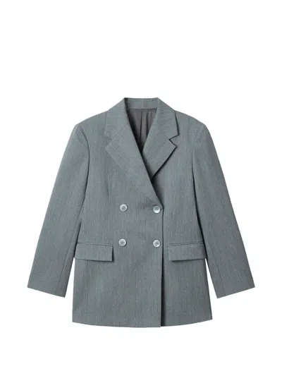 Enföld Double-breasted Wool Blazer In Gray
