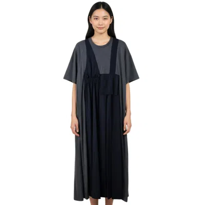 Enföld Faux Layered Dress In Blue