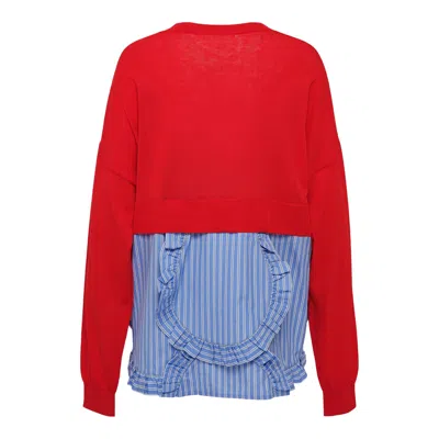 Enföld Frilly Bottom Cardigan In Red