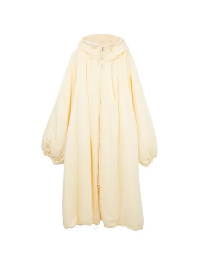 Enföld Hooded Balloon-sleeve Coat In Yellow