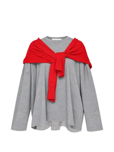 Enföld Layered Cape-style T-shirt In Gray