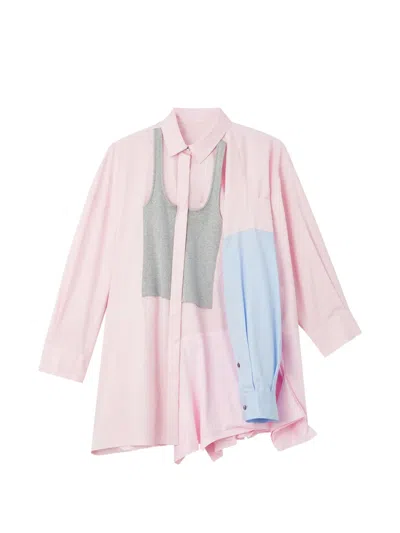Enföld Layered Panelled Shirt In Pink