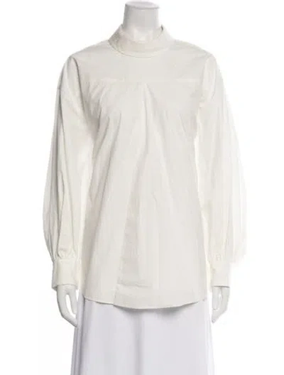 Pre-owned Enföld Mock Neck Long Sleeve Top In Neutrals