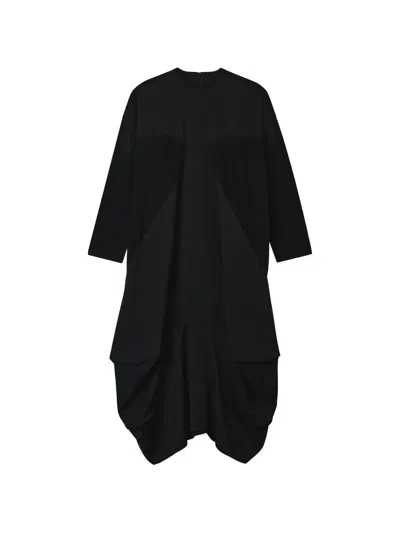 Enföld Panelled Draped Midi Dress In Black