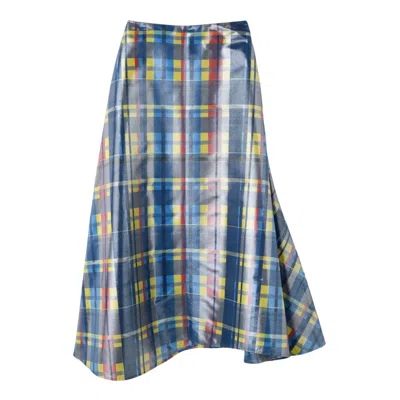 Enföld Plaid Minimal Flare Skirt In Multi