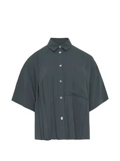 Enföld Pleated Boxy-fit Shirt In Gray