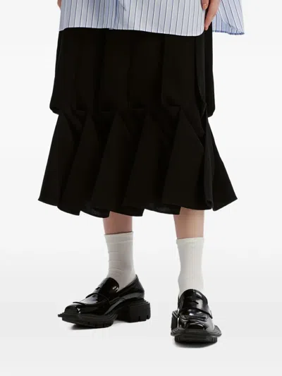Enföld Pleated Origami-style Midi Skirt In Black