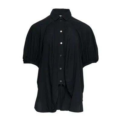 Enföld Puff-sleeve Pleated Shirt In Black