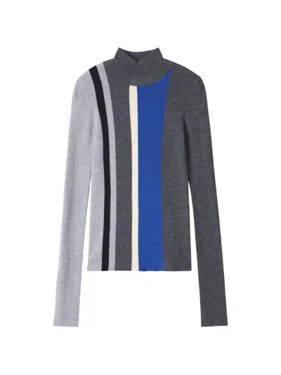 Enföld Ribbed-knit Panelled Sweater In Gray