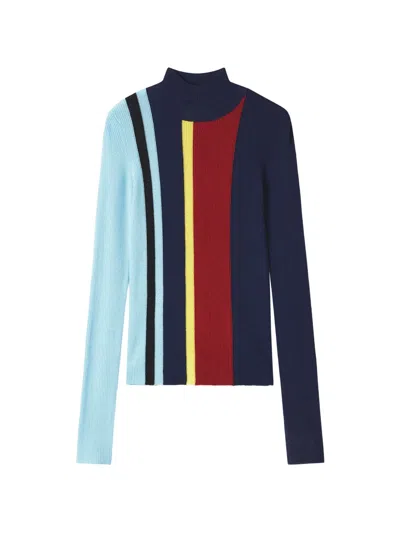 Enföld Ribbed-knit Striped Sweater In Purple