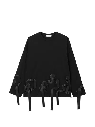 Enföld Ribbon-embellished Long-sleeve T-shirt In Black