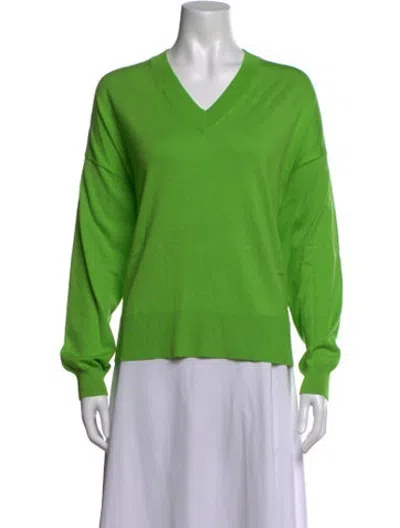 Pre-owned Enföld Silk V-neck Top In Green