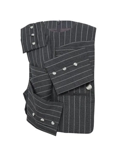 Enföld Striped Button Top In Gray