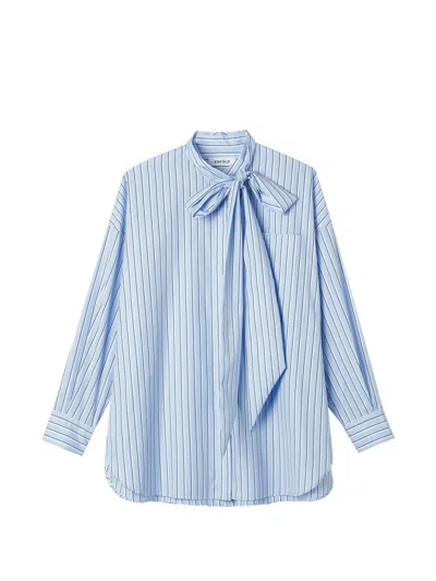 Enföld Striped Pussy-bow Blouse In Blue