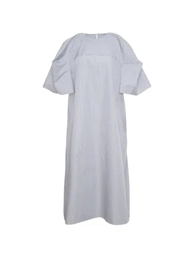 Enföld Striped Ruffle-sleeve Maxi Dress In Blue