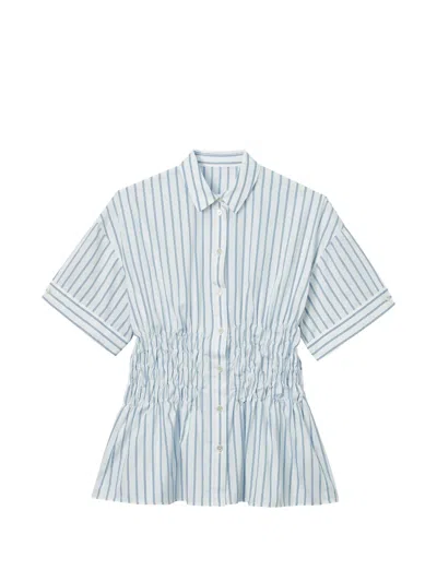Enföld Striped Shirred Shirt In Blue