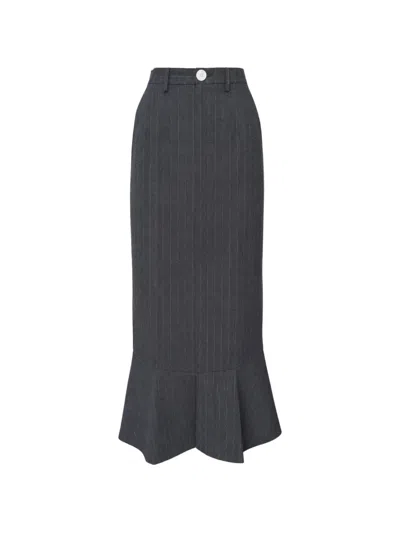 Enföld Striped Umbrella-hem Midi Skirt In Gray