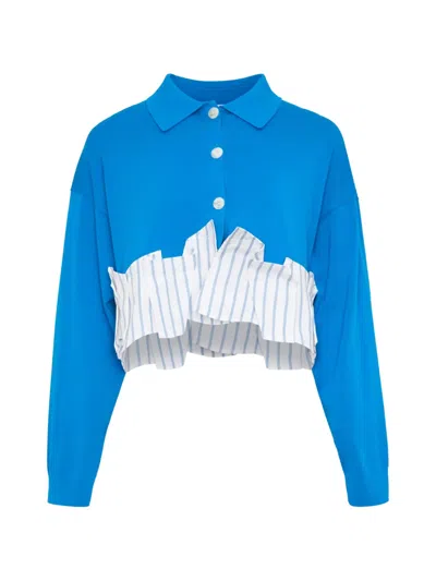 Enföld Tucked Docked-hem Cardigan In Blue