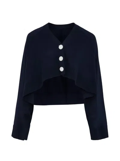 Enföld Umbrella Cropped Cardigan In Blue