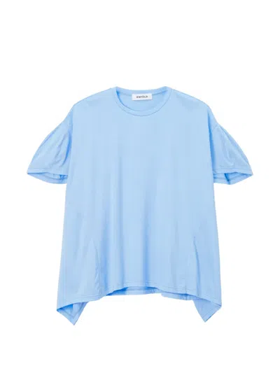Enföld Umbrella Ruffled-sleeve Asymmetric T-shirt In Blue