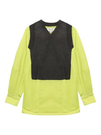 Enföld V-neck Layered-effect Blouse In Green