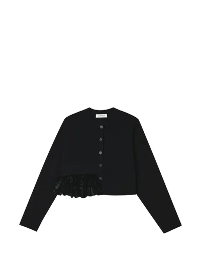 Enföld Velvet-panel Cropped Cardigan In Black