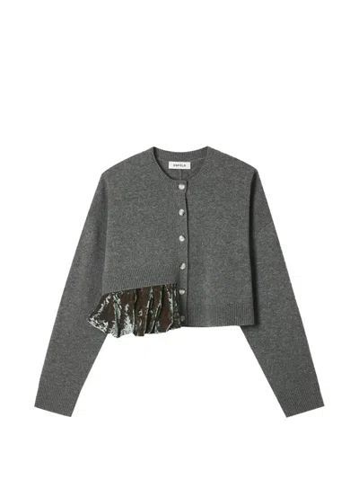 Enföld Velvet-panel Cropped Cardigan In Multi