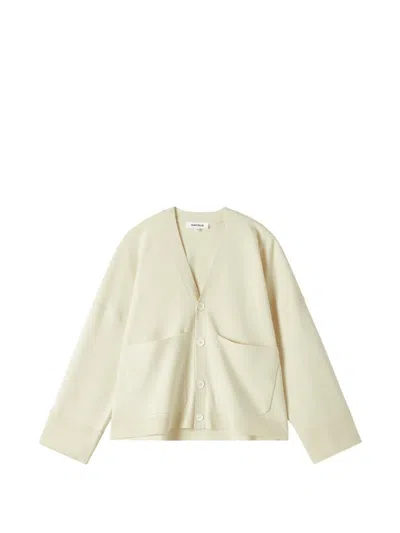 Enföld V-neck Drop-shoulder Cardigan In White