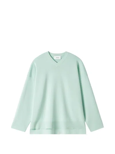 Enföld V-neck Drop-shoulder Sweater In Green