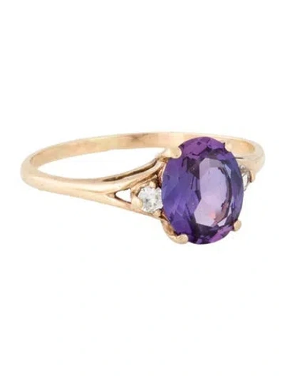 Pre-owned Engagement Ring 10k 2.74ct Synthetic Color Changing Sapphire & Synthetic Colorless Sapphire  In Multi
