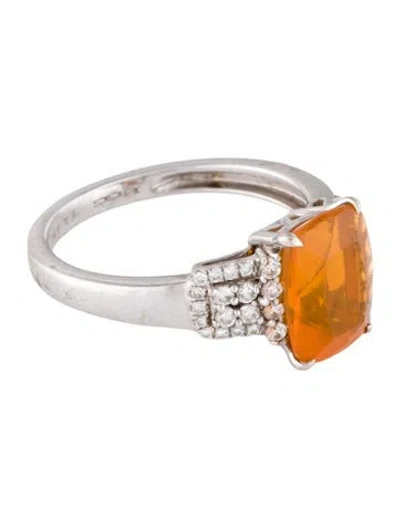 Pre-owned Engagement Ring 14k 1.00ct Fire Opal & Diamond Cocktail Ring In Multi