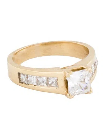 Pre-owned Engagement Ring 14k Cubic Zirconia & Diamond Pavé Solitaire In Transparent