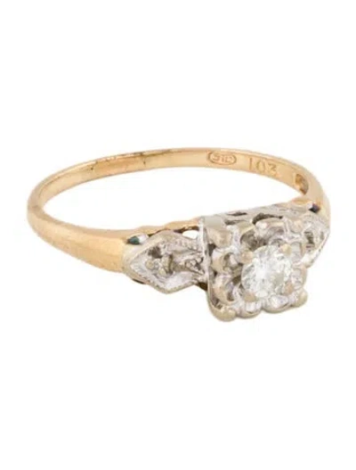 Pre-owned Engagement Ring 14k Diamond Two-tone  In Multi