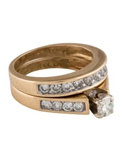 Pre-owned Engagement Ring 14k Diamond Wedding Ring Set In Multi