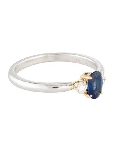 Pre-owned Engagement Ring 14k Sapphire & Diamond Cocktail Ring In Multi