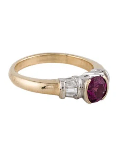 Pre-owned Engagement Ring 14k Two-tone Pink Tourmaline & Diamond  In Multi