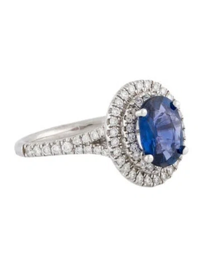 Pre-owned Engagement Ring 1.50ct Sapphire & Diamond Double Halo  In Multi