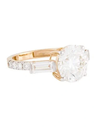 Pre-owned Engagement Ring 18k 4.08ct. Lab Grown  In Multi