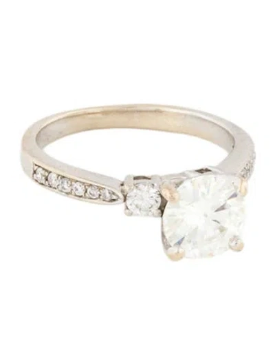 Pre-owned Engagement Ring 18k Moissanite & Diamond  In Multi