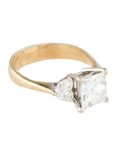 Pre-owned Engagement Ring 3.77ctw Three-stone Diamond  In Multi