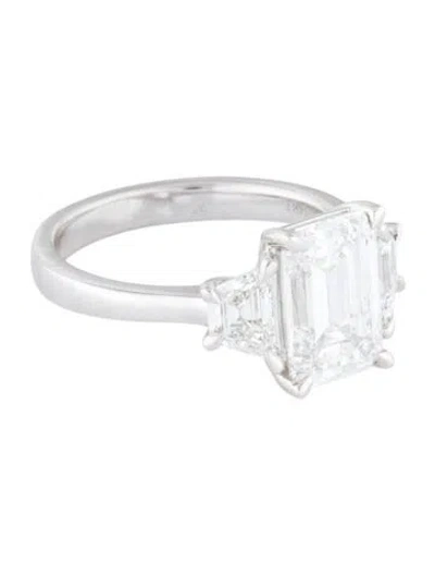 Pre-owned Engagement Ring 3.89ctw Three-stone Lab-grown Diamond  In Multi