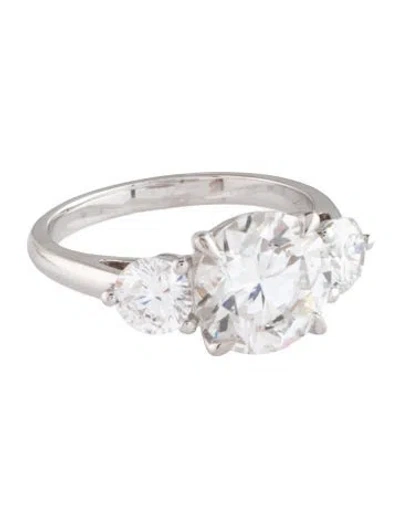 Pre-owned Engagement Ring 4.02ctw Lab-grown Diamond Three-stone  In Multi