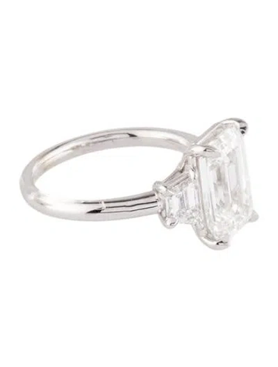 Pre-owned Engagement Ring 4.70ctw Lab-grown Diamond Three-stone  In Multi