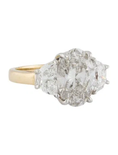 Pre-owned Engagement Ring 4.74ctw Lab-grown Three-stone  In Multi