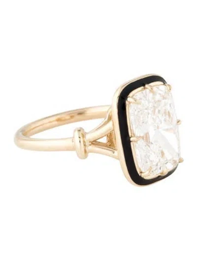 Pre-owned Engagement Ring 5.05ct Lab-grown Diamond & Enamel  In Black