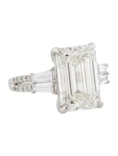Pre-owned Engagement Ring 8.55ct Lab-grown Emerald-cut Diamond Ring In Multi