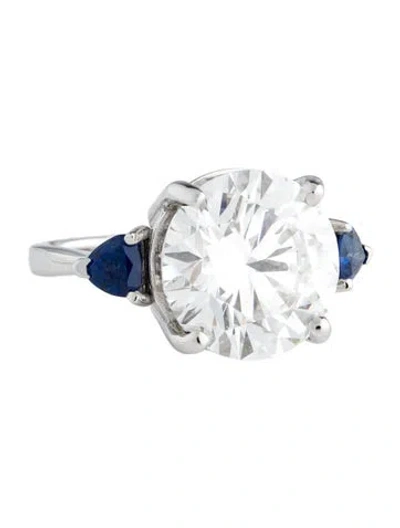 Pre-owned Engagement Ring 8.55ctw Lab-grown Diamond & Sapphire  In Multi