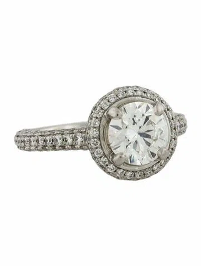 Pre-owned Engagement Ring Blue Nile Platinum 1.52ct. Diamond  In Multi