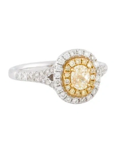 Pre-owned Engagement Ring Diamond Double Halo  In Multi