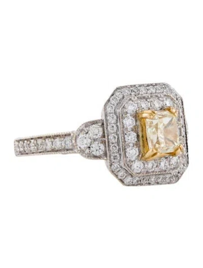 Pre-owned Engagement Ring Diamond Double Halo  In Multi